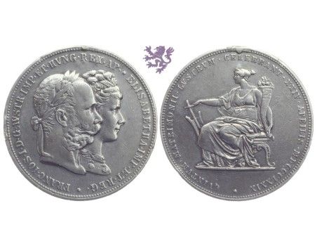 2 gulden, 1879. Franz Joseph I Silver Wedding Jubilee