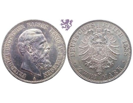2 mark, 1888. Friedrich Konig III