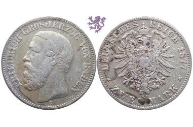 2 mark, 1877. Friedrich Grosherzog von Baden