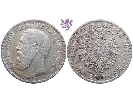 2 mark, 1877. Friedrich Grosherzog von Baden