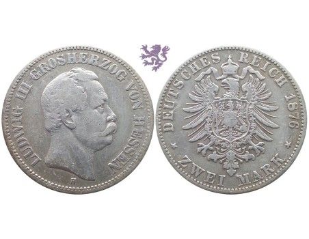 2 mark, 1876. Ludwig III Grosherzog von Hessen