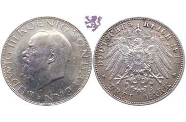 3 mark, 1914. Ludwig III Koenig Von Bayern