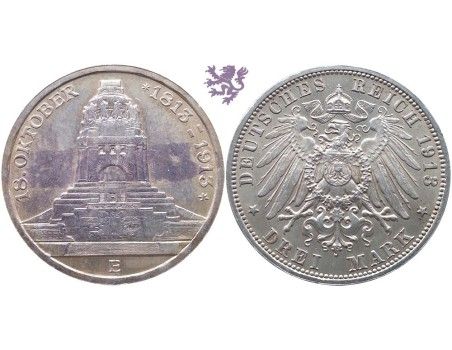 3 mark, 1913. Friedrich August III 18 oktober 1813 - 1913.