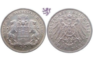 3 mark, 1912. Hamburg