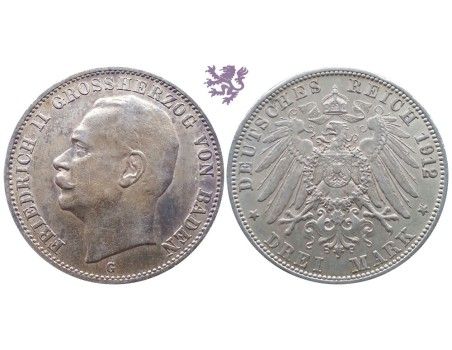 3 mark, 1912. Friedrich II Grossherzog Von Baden