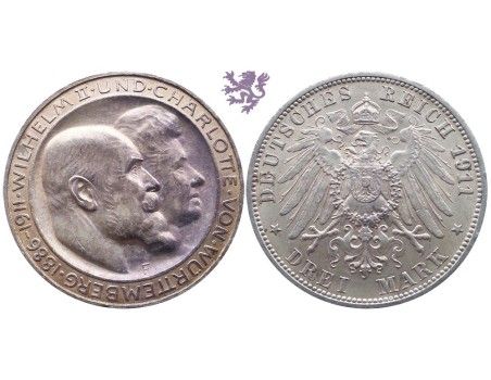 3 mark, 1911. Wilhelm II&Charlotte