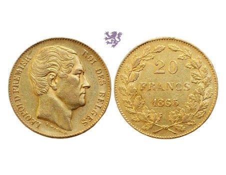 20 francs, 1865. Leopold