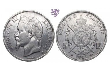 5 francs, 1868. Napoleon III