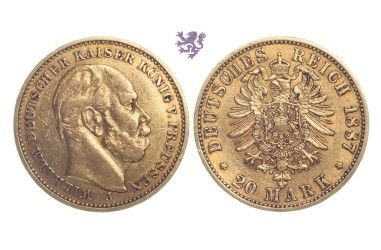 20 mark, 1887. Wilhelm I