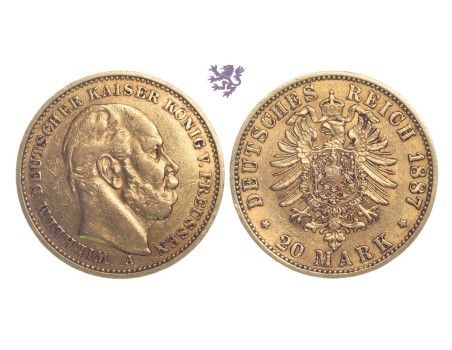 20 mark, 1887. Wilhelm I