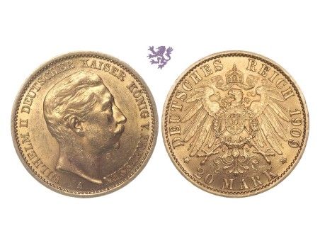 20 mark, 1909. Wilhelm II