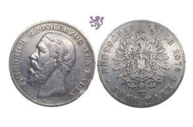 5 mark, 1876, Friedrich I
