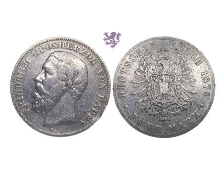 5 mark, 1876, Friedrich I