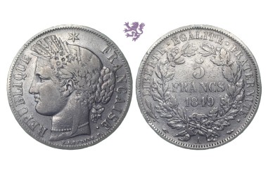5 francs, 1849. A, Republic