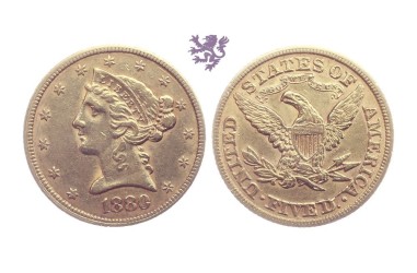 5 dollar, 1880. Liberty