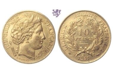 10 francs, 1851. republic