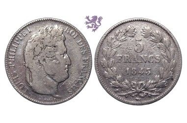 5 francs, 1843.W, Luis Philippe I