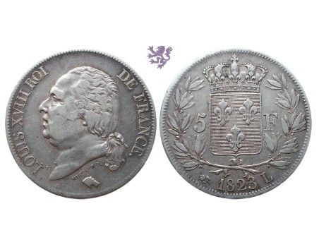 5 francs, 1823. L, Louis XVIII