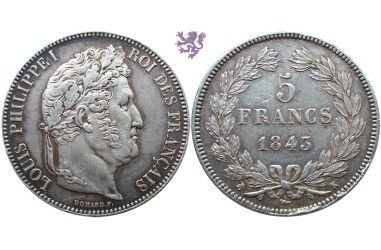 5 francs, 1843.K, Luis Philippe I