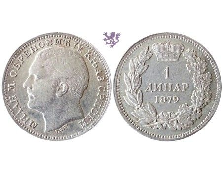 1 dinar, 1879. Milan Obrenović IV