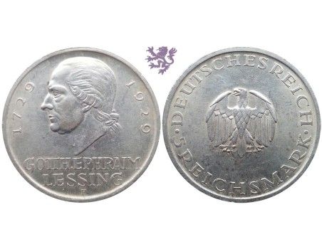 5 mark, 1929. F 200th anniversary of Gotthold Lessing