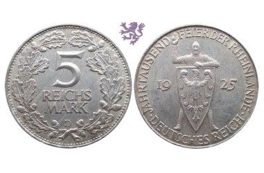 5 mark, 1925. D 1000th Year of the Rhineland