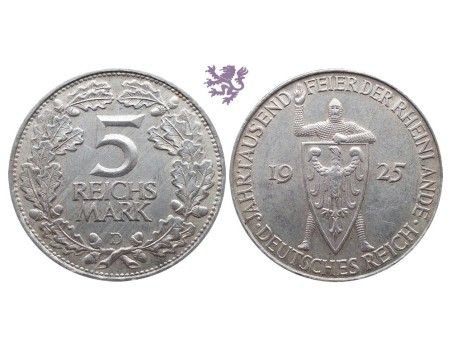 5 mark, 1925. D 1000th Year of the Rhineland