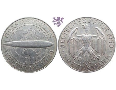 5 mark, 1930. F Flight of the Graf Zeppelin