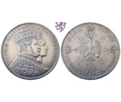 KROENUNGS THALER 1861. Coronation of Wilhelm and Augusta