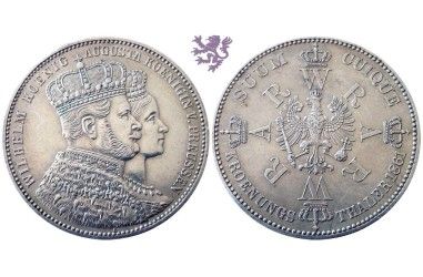 KROENUNGS THALER 1861. Coronation of Wilhelm and Augusta