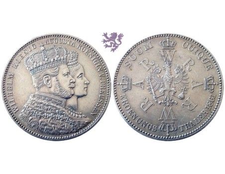 KROENUNGS THALER 1861. Coronation of Wilhelm and Augusta