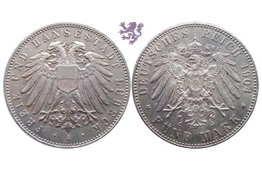 5 mark, 1904. FREIE UND HANSESTADT LÜBECK