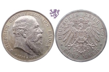 5 mark, 1907. Friedrich Grosherzog