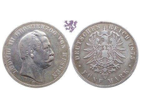 5 mark, 1875. Ludwig III Grosherzog