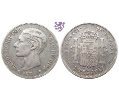 5 pesetas, 1878. Alfonso XII