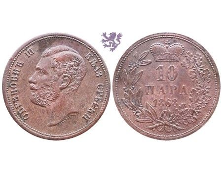 10 para, 1868. Mihailo Obrenovic III