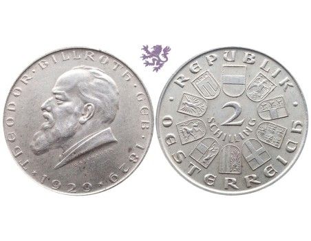 2 schilling, 1929. Theodor Billroth
