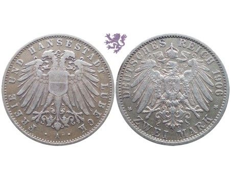2 mark, 1906. Lübeck
