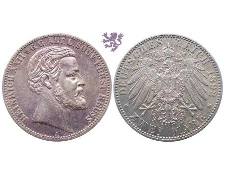 2 mark, 1892. Heinrich XXII