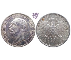 3 mark, 1909. Friedrich II Herzog von Anhalt