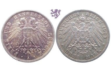 3 mark, 1909. Lübeck