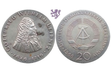 20 mark, 1966. Gottfried Wilhelm Leibniz