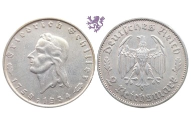 2 Reichsmark, 1934. Friedrich Schiller