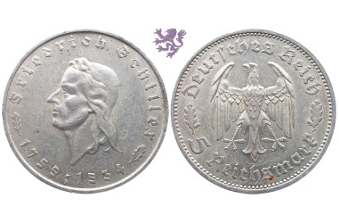 5 Reichsmark, 1934. Friedrich Schiller