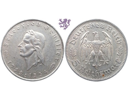 5 Reichsmark, 1934. Friedrich Schiller