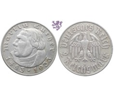 2 Reichsmark, 1933. Martin Luther