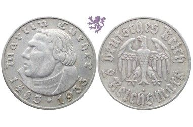 2 Reichsmark, 1933. Martin Luther