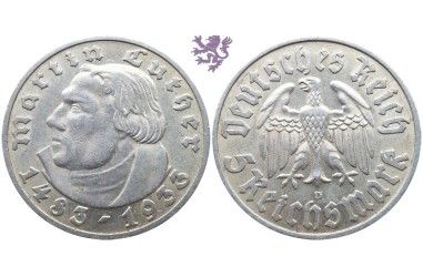5 Reichsmark, 1933. Martin Luther