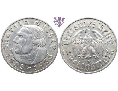 5 Reichsmark, 1933. Martin Luther
