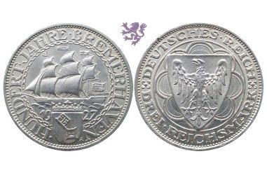 3 Reichsmark, 1927. Bremerhaven